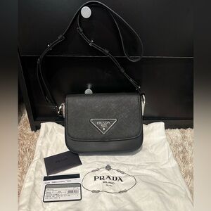 Preowned Prada Black Leather Small  Cross body